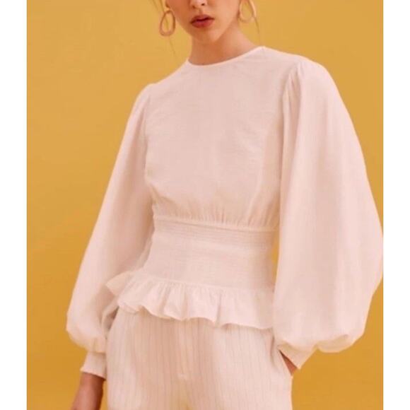 Keepsake Tops - KEEPSAKE the label secure long sleeve top - small NWT Ivory White Peplum $150